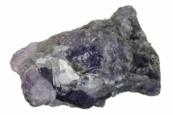 Purple Cuboctahedral Fluorite Crystals on Quartz - China #161806